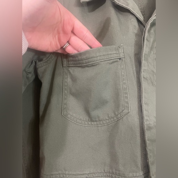 Democracy Utility Jacket Olive Green Army Green Size Medium Pockets 100% Cotton - Picture 7 of 9
